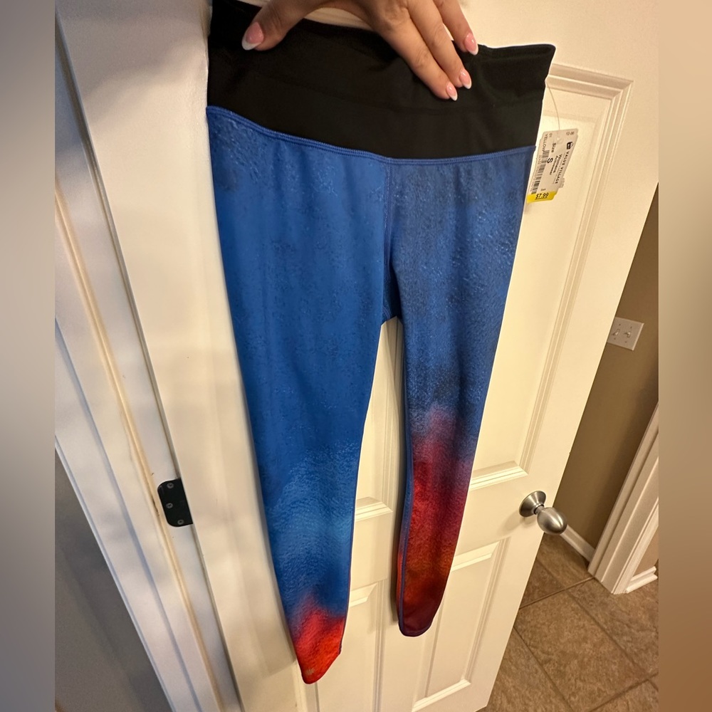 Athleta Ombré Stretch Leggings Small Blue Red